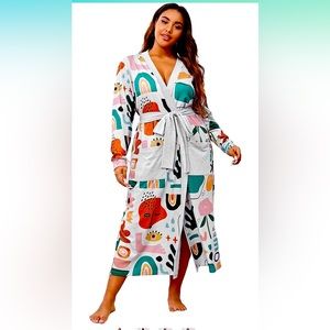 Abstract print cotton robe